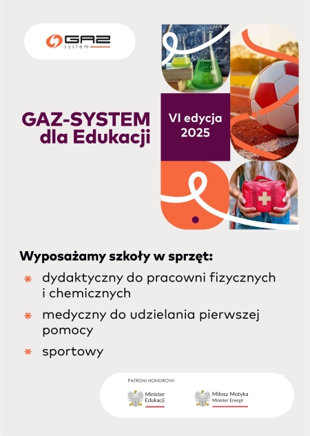 Nasza szkoła w programie „GAZ-SYSTEM dla Edukacji” – VI edycja (2025)