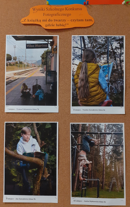 Wyniki szkolnego konkursu fotograficznego „Z książką mi do twarzy – czytam tam, gdzie lubi