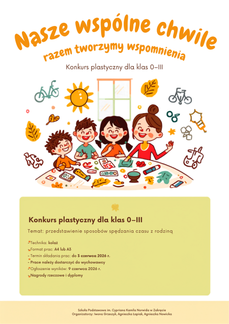 Konkurs plastyczny „Nasze wspólne chwile – razem tworzymy wspomnienia”