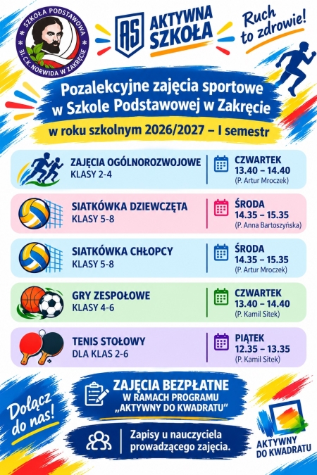 Zmiana godziny zajęć tenisa stołowego