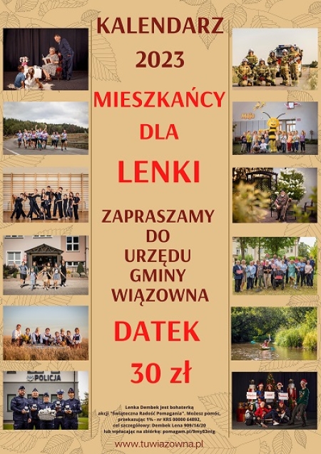 Kalendarz Gminy Wiązowna na 2023 r. Pomóżmy Lence w walce z chorobą!